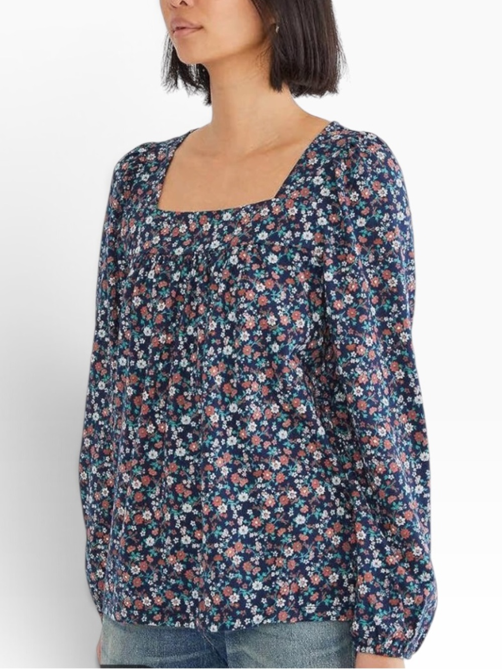 Lucky Brand Floral Blouse NWOT | Medium • Square Neck • Long Sleeve Boho Top